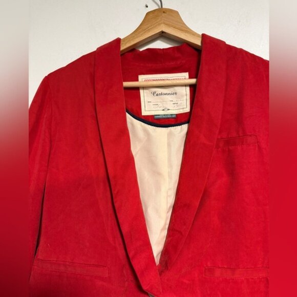 Cartonnier Red Velvet Blazer Women’s Size 2 - Picture 8 of 9